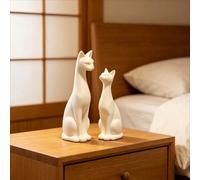 2 pièces Figurines décoratives de chat, Statues de chat porte-bonheur en couple, Décoration de bureau pour bureau d'étude, Petits ornements amusants pour collection d'amoureux des animaux 2 pièces/1 p