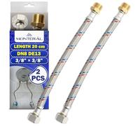 2 Pièces Flexible Eau 20 cm F 3/8” x M 3/8” DN8 DE13 - Tuyau Flexible Plomberie en Acier Inoxydable avec Plage de Pression Service Max 10 bar et Température Max +70°C - Garantie de 10 Ans - MONTERAL