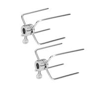 2 Pièces Fourchette à Gril avec Vis Sûre | Inox 304, Fourchette pour Tournebroche, Alimentaire, Fourche Rôtissoire avec Vis Serrage, Camping