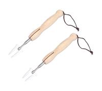 2 Pièces Fourchette Télescopique de Camping en Acier Inoxydable | Poignée en Bois de Gourde, Cuisine et Extérieur, Usage Pratique avec Poissons et Saucisses