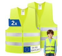 2 Pièces Gilet Jaune, Gilet Jaune Enfant Adulte, Gilet Fluorescent de Sécurité pour Voiture, Moto, Vélo, Gilet Réfléchissant Unisexe, Gilet Fluo pour la Course à Pied, le Vélo et Travail (2, S)