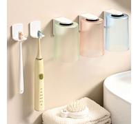 2 pièces Gobelet à brosse à dents magnétique minimaliste transparent, support mural pour brosse à dents, avec conception de crochet magnétique rapide, rangement de salle de bain imperméable, décoratio