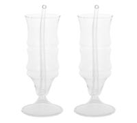 2 Pièces Gobelet en Verre 200ml, Base et Design Bambou Élégant | Prise Confortable, Nettoyage Facile, Surface Transparente, pour Jus et Boissons Glacées, Mariage ou Bar Maison