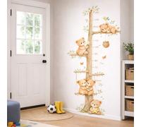 2 pièces Grand autocollant règle de hauteur style bohème avec ours en peluche, graphique de croissance amovible et auto-adhésif, convient pour la décoration de la chambre d'enfant, de la pépinière neu