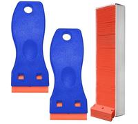 2 Pièces Grattoir plastique avec 100 lames en plastique, Grattoir de Nettoyage Multifonctionnel verre, jeux d'outils anti-rayures pour Nettoyer Colle, peinture, enlever les étiquettes, décalcomanies