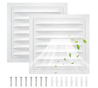 2 Pièces Grille Aération Fenêtre, 15x15 cm, pour Sortie d'air, Blanc | Grille de Ventilation Carrée en Aluminium avec Moustiquaire, Grilles d'Aération pour Salle de Bain, Bureau à Domicile Cuisine