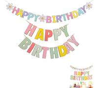 2 Pièces Happy Birthday Banner Multicolore en Papier de Qualité, Bannière Banderole Design Personnalité, Décorations de Fête d’Anniversaire Party Maison Intérieur Extérieur