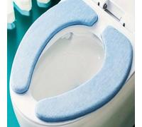 2 pièces Housse de siège de toilette en polyester lavable SoftTouch, rembourrée confortable et chaude, facile à installer, accessoires de salle de bain universels rose,bleu,gris,jauneÉtoffe