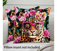 2 pièces Housses de coussin décoratif imprimé guépard, housses de coussin en polyester douces et confortables, 45x45cm (17,72x17,72 pouces), avec fermeture éclair, lavables en machine, convient pour l