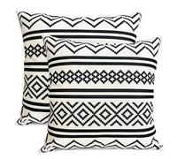 2 pièces Housses de coussin décoratives, taies d'oreiller de style bohème noires, housses de coussin de ferme bohème moderne pour l'extérieur, convenant pour le canapé, le lit, le salon, à un seul côt