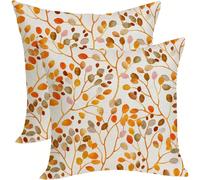 2 pièces Housses de coussin jetables à motif floral de feuilles orange et marron aquarelle, décoration extérieure, housses de coussin colorées, housses de canapé pour la maison, simple face sans inser