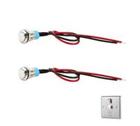 2 Pièces Interrupteurs à Bouton Poussoir Momentanés 12mm 12V/24V, Étanches IP65 Précâblés 3-220V AC/DC Tête Haute pour Électronique Auto PC Projets DIY Commande Temporaire Mini Bouton-Poussoir