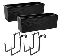 2 pièces jardinière balcon balustrade pot de fleur pot de balcon \ support métal \ burin 56 x15x19 cm jardinière