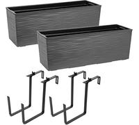 2 pièces jardinière balcon balustrade pot de fleur pot de balcon \ support métal \ graphite burin 56 x15x19 cm jardinière