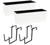 2 pièces Jardinière Balconnière Garde-corps Pot de fleur Pot de balcon \ Support Métal \ Crémeux Ciseau 56 x15x19 cm Jardinière