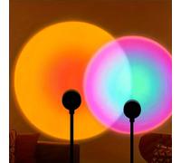 2 pièces Lampe de projection, Lumière de coucher de soleil LED, Alimentée par USB, Lumière bleue arc-en-ciel et ombre de coucher de soleil, Lampe de nuit rotative à 360°, Convient pour l'arrière-plan