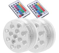 2 Pièces Lampe Sous-marine LED 13 Télécommande sans Fil | Plastique, Étanche et Totalement Scellée, pour Bassin, Jardin, Noël, Décoration Extérieure