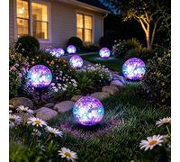 2 pièces Lampes solaires à boule de verre craquelée, lampes de pelouse LED, diamètre 4,7 pouces, étanche IP65, capteur de lumière intelligent avec allumage/extinction automatique, éclairage extérieur 