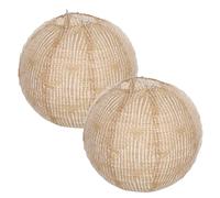 2 Pièces Lanterne Globe en Lin Beige, Décor Suspendu Rustique | Texture de Jute Naturelle, Style Ferme Éclectique, Cuisine, Chambre, Pergola Extérieure