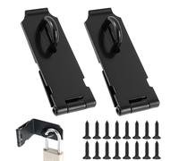 2 Pièces Loquet de Cadenas Agrafe avec 18 Vis, 4 Pouces Cadenas Fermoir, Loquet Porte Fermoir en Acier Inoxydable, Verrou de Porte, Moraillon Verrouillage pour Porte, Tiroir, Placard, Jardin (Noir)