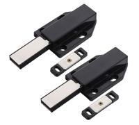 2 Pièces Loquet Magnétique à Pression pour Armoire et Tiroir, Noir | Acier Inoxydable et Plastique, Ouverture et Fermeture Clic, Maintien Fermé, Usage la Cuisine et Grenier