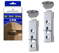 2 Pièces Loquet Porte pour Meuble 66 x 15,5 x 16 mm | Targette de Porte avec Revêtement Galvanisé - Garantie de 10 Ans - MONTERAL