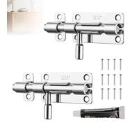 2 Pièces Loquet Porte, Verrou de Porte, 304 Targette de Porte Exterieur, Verrou Porte Exterieur, Loquet de Porte Coulissante en Acier Inoxydable, pour Entrepôt Garage Grange Portail Cour Porte (Blanc)