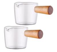 2 Pièces Lot de Coupelles à Sauce en Verre avec Mini Pichet | Verre et Bois, pour Café et Restaurants, Service de Sauces, Contenants Miniatures pour Dressings