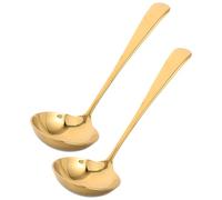 2 Pièces Louche à Soupe en Acier Inoxydable, Grosse Capacité | Bec Verseur sans Goutte, Bord Arrondi et Parois Épaisses, Usage Restauration Professionnelle, Couleur Or