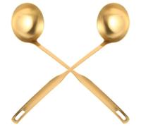 2 Pièces Louche Cuisine en Acier Inoxydable Épais, Dorée | Structure Renforcée, Usage Professionnel ou Maison, Résistante à Chaleur, Conserve la Saveur des Plats