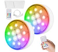 2 Pièces Lumière Submersible de LED, Rechargeable Lumière Piscine, 16 Couleurs Aimant Lampes Sous-Marines, IP68 Étanches avec Télécommande RF, Lumière Piscine pour Vase, Spa, Aquarium, Décoration