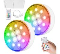 2 Pièces Lumière Submersible de LED, Rechargeable Lumière Piscine, 16 Couleurs Aimant Lampes Sous-Marines, IP68 Étanches PROJECTEUR
