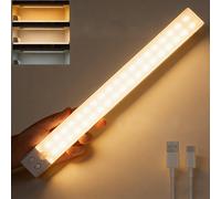 2 pièces Lumières à détecteur de mouvement LED rechargeables USB, éclairage sans fil sous le placard super fin, bande LED 3 couleurs, convient pour la cuisine, le placard, les escaliers, le couloir, l