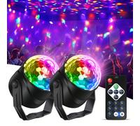 2 pièces Lumières de fête RVB avec télécommande, boule disco à 7 modes de lumière stroboscopique pour DJ, danse à la maison, anniversaire, mariage, karaoké et ambiance de club 2 piècesABS