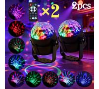 2 pièces Lumières de scène à boule magique LED - Lumières disco DJ RGB, alimentées par USB, lumières d'ambiance de nuit 7 couleurs, prise USB, télécommande, changement de couleur automatique, activati