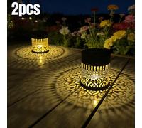 2 pièces Lumières de sol à projection mandala creuse solaires, lumières de paysage de jardin extérieur, décoration d'ambiance de patio de jardin, convient pour mariage, anniversaire, Halloween, Noël, 