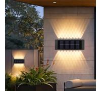2 pièces Lumières murales solaires extérieures, lumières murales solaires décoratives pour jardin, patio, terrasse et clôture, modèle de base (niveau de vie étanche) 2 pièces 8 perles de lampe lumière