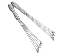 2 Pièces Main Manuel en Acier Inoxydable 12 Pouces pour Sauces | Structure à Billes en Acier, Poignée Allongée, Usage la Cuisine Quotidien, Finition Argentée, Mélange Précis