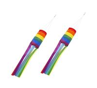 2 pièces Manche à Air Arc-en-Ciel 88x15x13cm en Polyester décoratif | Motif Multicolore, Mouvement Porté Vent, à Suspendre Facile, pour Porche, Jardin et Pergola