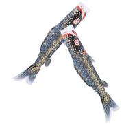 2 Pièces Manches à Air Poisson Style Japonerie Noir Satin | Décoration Suspendue Réaliste, Usage Yard et Outdoor, Présent Maison, Motif Poisson, Finition Satin Noire