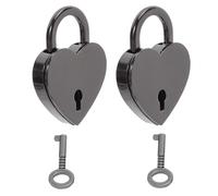 2 Pièces Mini Cadenas Cœur en Métal Noir avec Clé | Style Vintage Romantique, Protection Décorative Discrète, Compatible Mini Valise et Paquet à Main