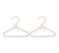 2 Pièces Mini Cintre en Plastique Beige à Perles | Style Chic, Protège les Épaules, Léger à Transporter, pour Habits de Chien et Garçon Fille