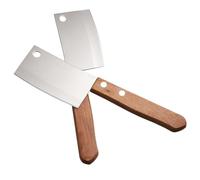 2 Pièces Mini Couteau Chinois Couperet en Acier Inoxydable et Bois | Hachoir en Acier Inoxydable, Outil à Trancher le Fromage, Argenté, Léger, Résistant, Facile à Ranger