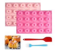 2 Pièces Mini Gugelhupfform en Silicone, Moule a Baba au Rhum, Moule Savarin, Moule à Muffins en Silicone pour Muffins, pour Muffins, Brownies, Cupcakes, Pudding, 29x19.5x2.2cm