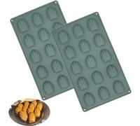 2 pièces Mini moules à madeleines, Moules à madeleines en silicone, Chats d'ours, Moule à pâtisserie pour gâteaux, chocolat, bonbons, biscuits, 15 espaces creux (Gris Carbone)