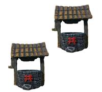 2 Pièces Mini Ornement Puits Ancien en Résine pour Jardin Féerique | Décoration Miniature Vintage, Simple et Généreuse, pour Maison de Poupée et Mini Jardin