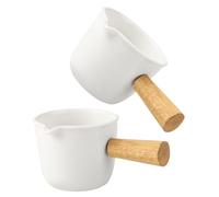 2 Pièces Mini Pichet à Crème en Céramique Blanche | Format Compact, Usage Polyvalent pour Lait ou Beurre, Service à Table, Blanc