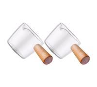 2 Pièces Mini Pichet en Verre avec Poignée Bois pour Café Latte | Verre Transparent, Service Chaud et Sauces, Usage Maison ou Restaurant Occidental, Style Compact