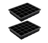 2 Pièces Moule à Glaçons en Silicone Noir 20 Cavités avec Couvercle | Barquette Alimentaire Souple, Empilable, pour Eau et Boissons, Préparation de Whisky