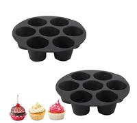 2 Pièces Moule à Muffin, Moule Muffin Air Fryer, Moule Muffins Silicone pour 7 Muffins, Plaque Anti-adhésif, Moules à Cupcakes et Muffins, pour Gâteaux, Muffin Tasses, Dessert, Pâtisseries